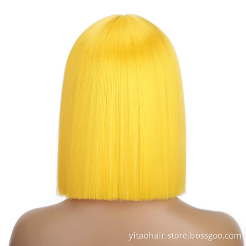 Wholesale Cheap Anime Party Pink Yellow Purple Black Blue Silver BOB Short Straight Synthetic Cosplay Wig